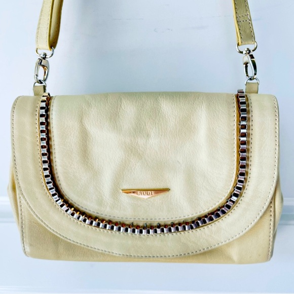 GIUDI LEATHER YELLOW CROSSBODY VINTAGE SHOULDER WOMEN BAG - Picture 3 of 16